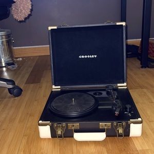 Black and white Crosley record player